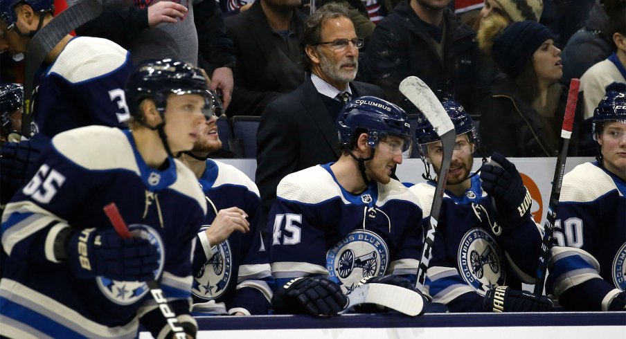 Columbus Blue Jackets head coach John Tortorella watches play from the bench during the third period against the Nashville Predators at Nationwide Arena