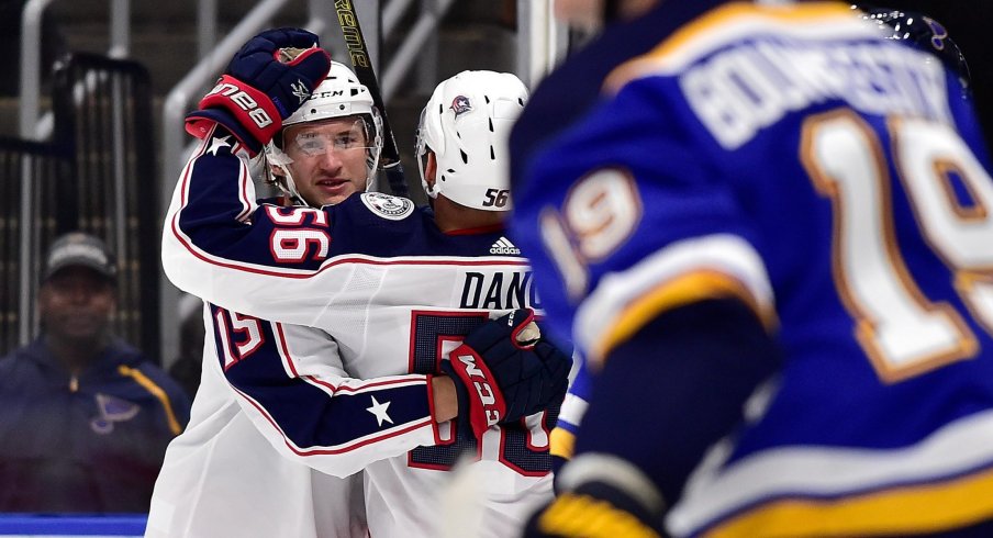 Jakob Lilja scored two goals in the Columbus Blue Jackets' preseason game against the St. Louis Blues on Sept. 22.