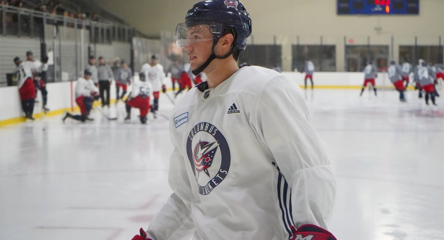 Andrew Peeke at Columbus Blue Jackets Training Camp.