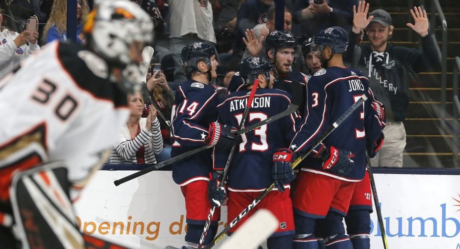 Dubois and Company Celebrate the Centre's First Goal of the Season