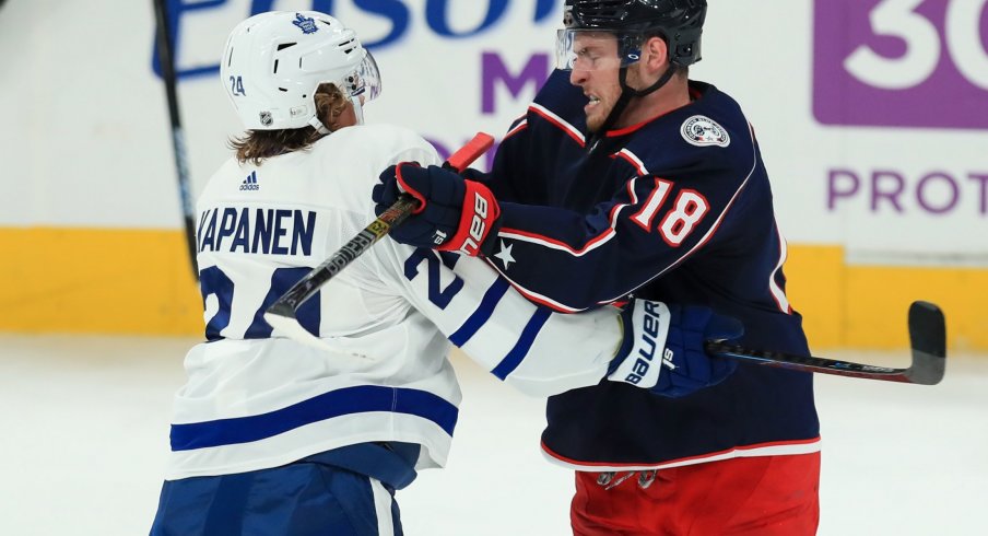 Pierre-Luc Dubois leads the Columbus Blue Jackets with three goals through the first seven games of the season.