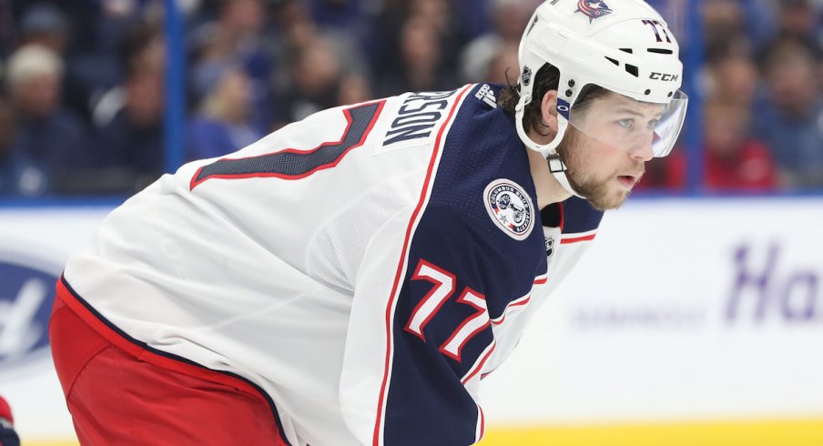 Columbus Blue Jackets right wing Josh Anderson (77) during the first period at Amalie Arena.