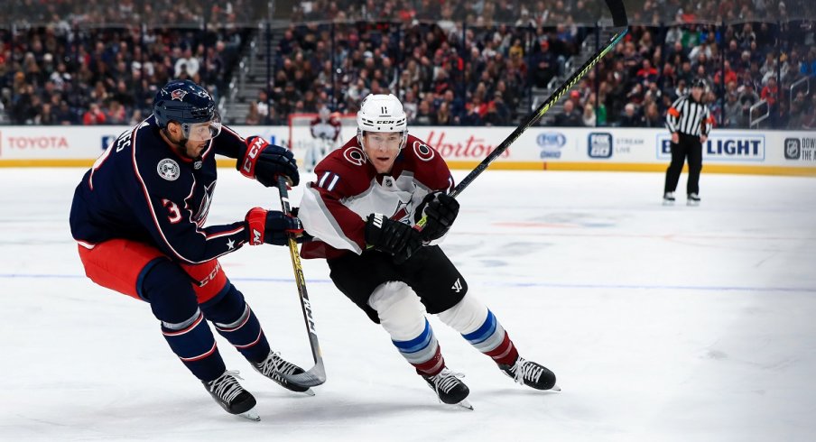 Seth Jones plays against the Avalanche, his last game since his injury