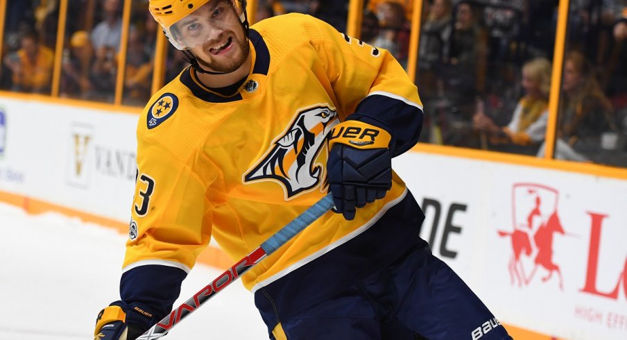 Viktor Arvidsson plays against the Blue Jackets 