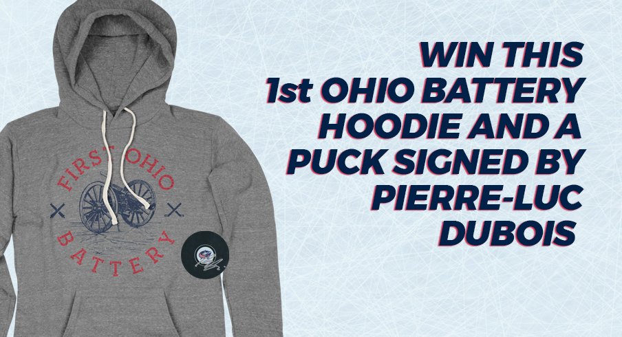 Win a puck signed by Pierre-Luc Dubois and a 1st Ohio Battery hoodie.