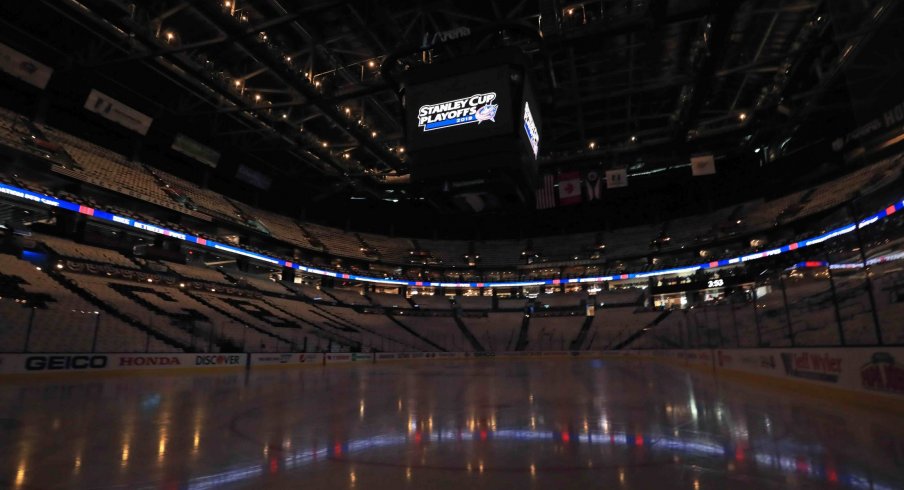 A view of the arena prior to game four of the first round of the 2019 Stanley Cup Playoffs between the Tampa Bay Lightning and the Columbus Blue Jackets at Nationwide Arena.