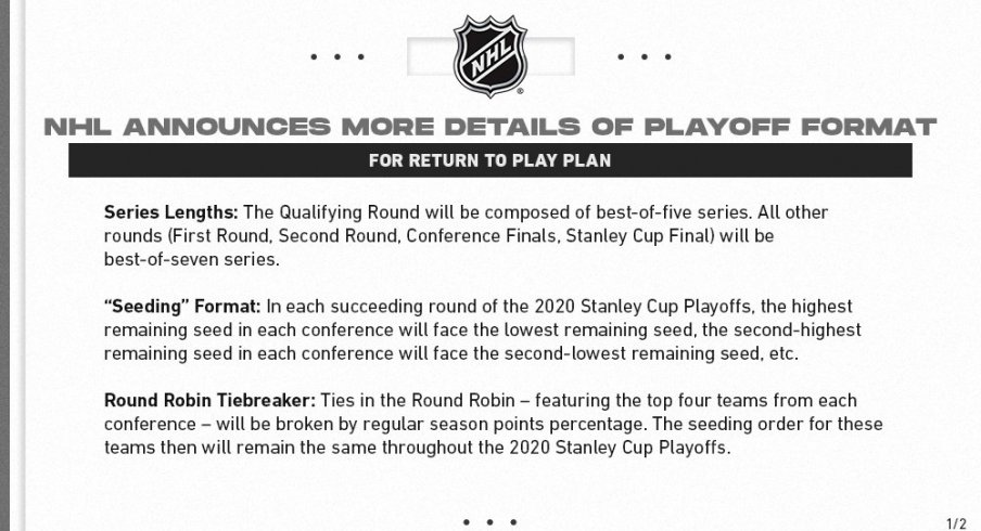 NHL update on the playoff format.