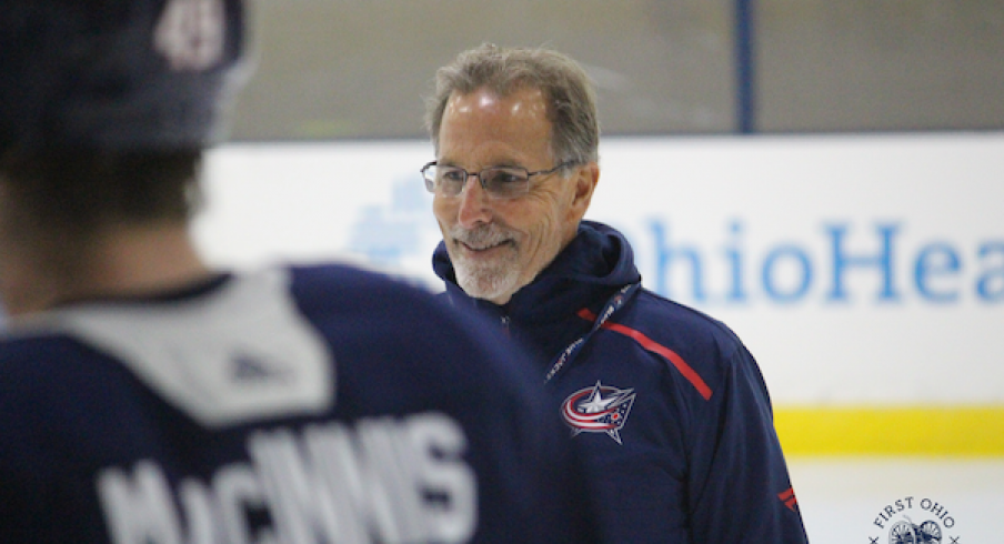 Columbus Blue Jackets head coach John Tortorella addresses his team prior to Game 1 of the Stanley Cup playoffs.