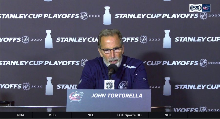 Columbus Blue Jackets head coach John Tortorella addresses reporters after his team's Game 4 loss to the Tampa Bay Lightning.