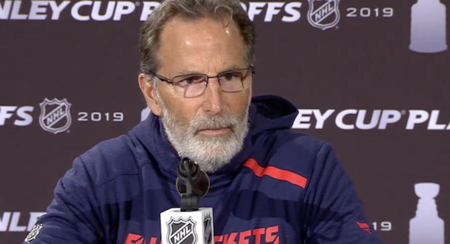 Columbus Blue Jackets head coach John Tortorella instructs his players during a training camp practice at the OhioHealth Ice Haus.