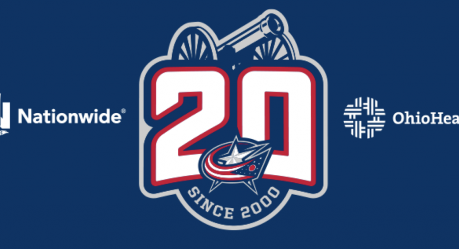The Columbus Blue Jackets unveiled the logo for their 20th anniversary on Monday.