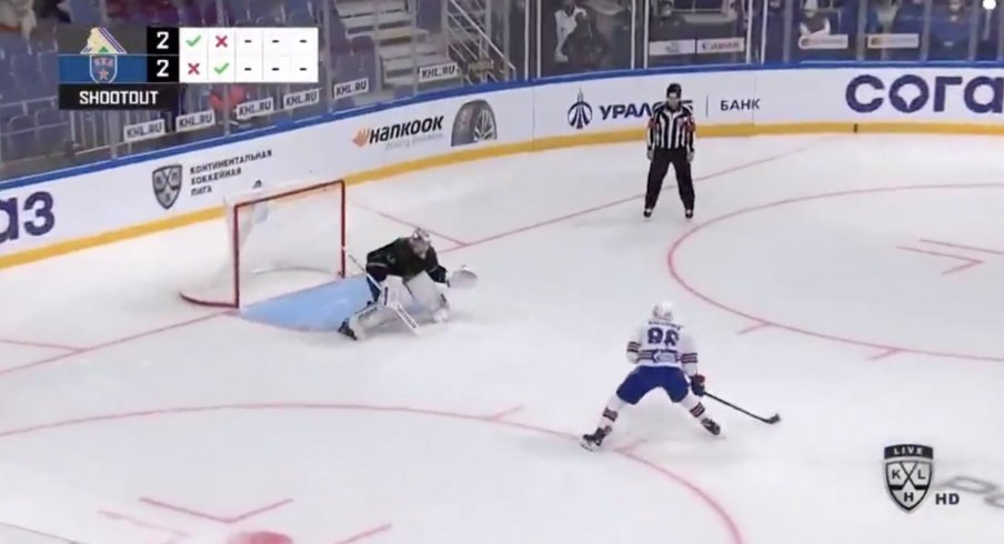 Kirill Marchenko takes the shootout attempt vs Daniil Tarasov