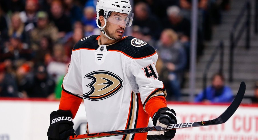 Michael Del Zotto skates against the Colorado Avalanche