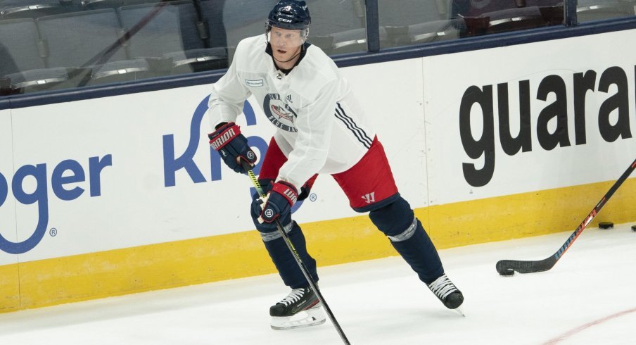 Mikko Koivu at training camp with the Columbus Blue Jackets.