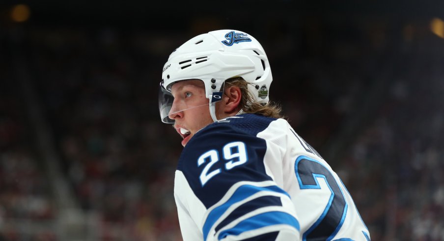 Winnipeg Jets right wing Patrik Laine (29) against the Arizona Coyotes at Gila River Arena.