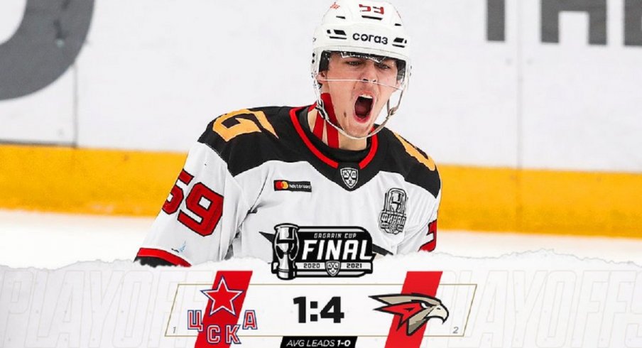 Yegor Chinakhov scored in Game 1 of the Gagarin Cup Final