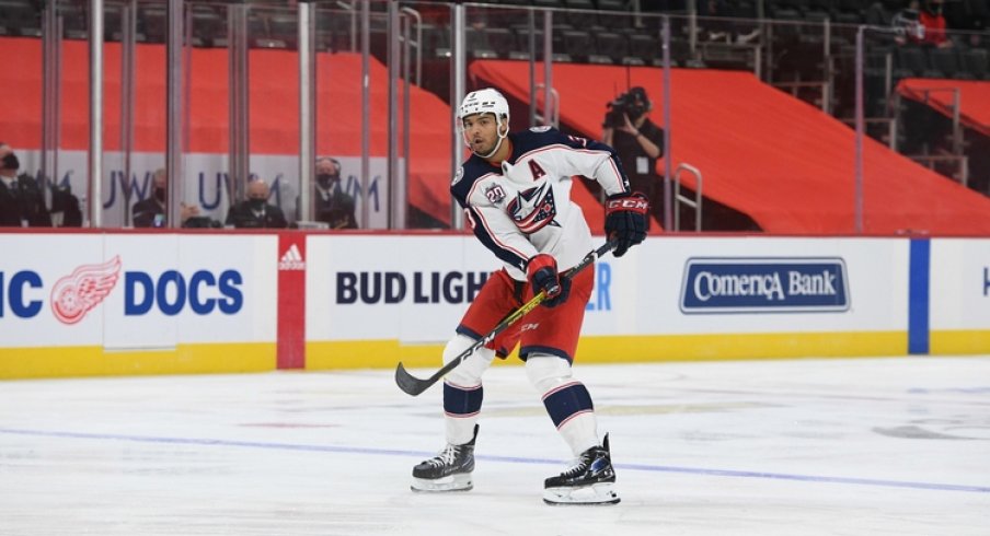  Columbus Blue Jackets defenseman Seth Jones (3) during the game against the Detroit Red Wings at Little Caesars Arena.