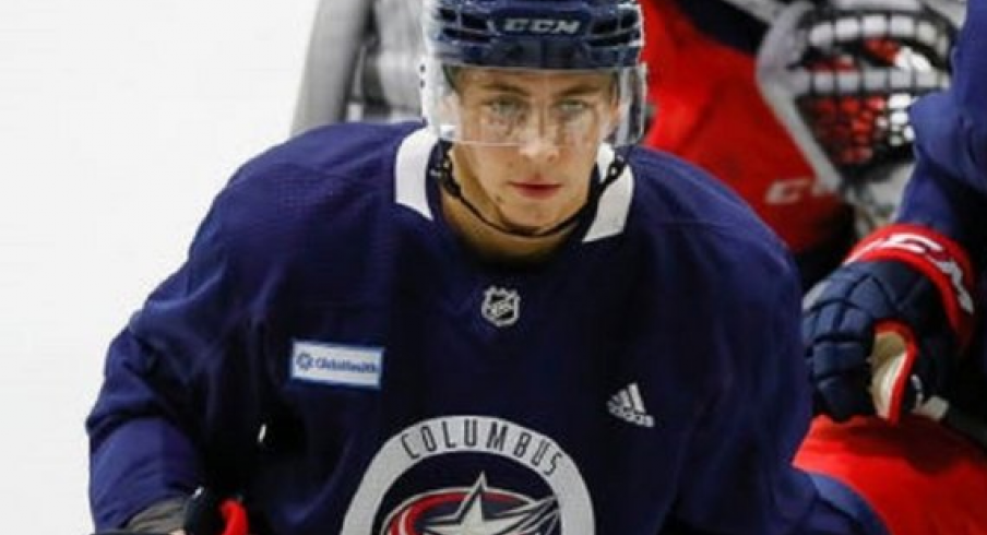 Yegor Chinakhov could be playing with Columbus on opening night. 