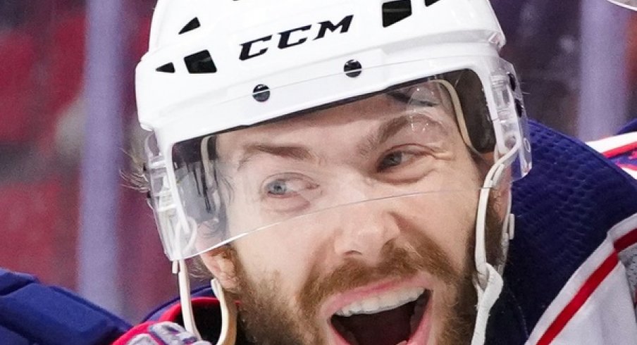 Oliver Bjorkstrand celebrates a preseason goal. The Columbus Blue Jackets are hoping to see this look frequently during the season.