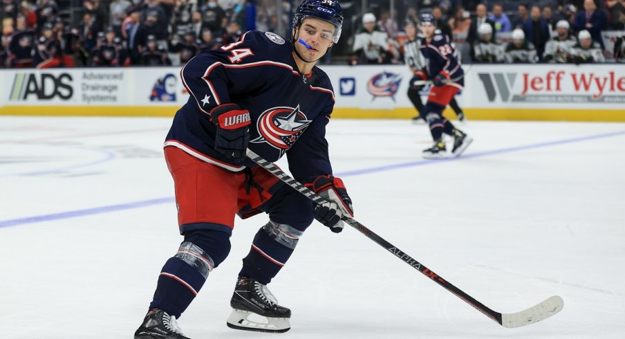 Cole Sillinger skates against the Coyotes