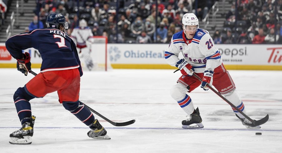 The New York Rangers skate against the Columbus Blue Jackets