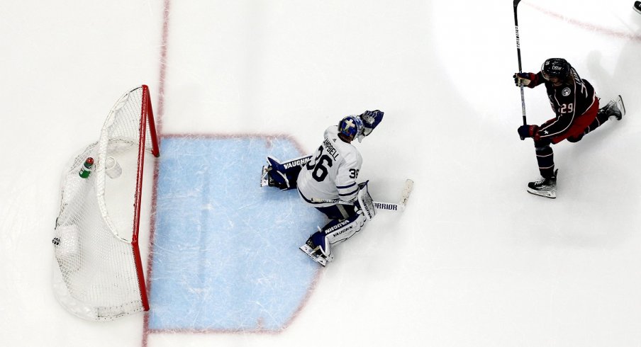 Patrik Laine scores in overtime against the Toronto Maple Leafs