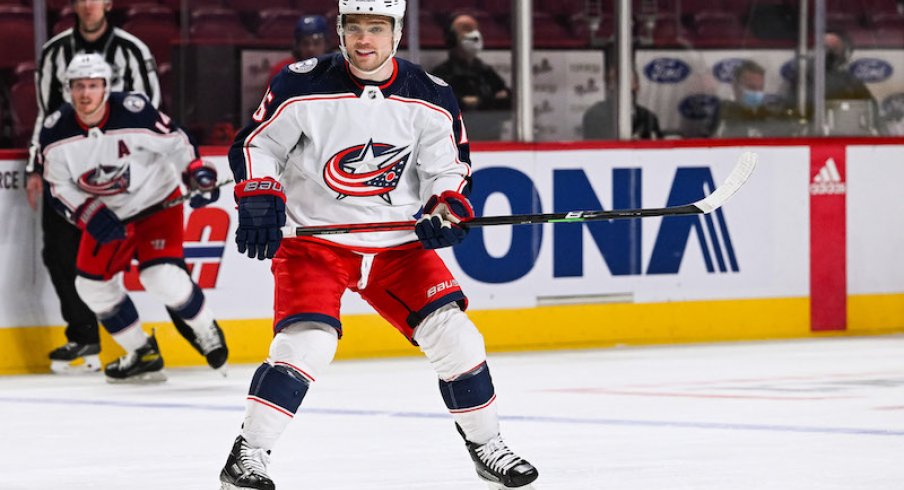 Columbus Blue Jackets' Max Domi playing against the Montreal Canadiens at Bell Centre.