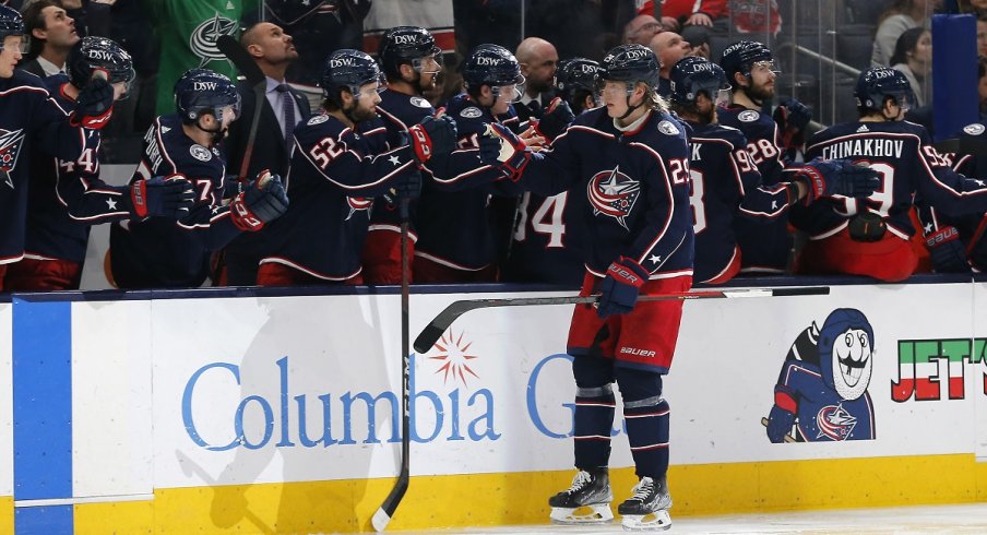 Patrik Laine celebrates a goal