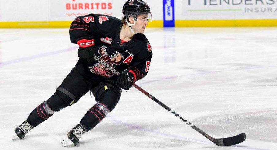 Denton Mateychuk skates for the Moose Jaw Warriors