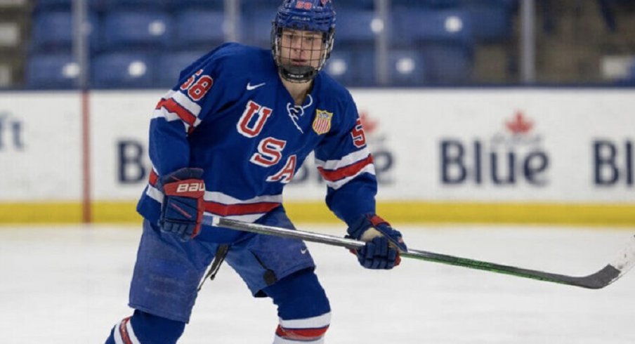 Rutger McGroarty skates for the U.S. NTDP