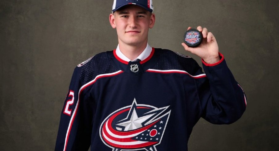 David Jiricek after being selected by the Columbus Blue Jackets