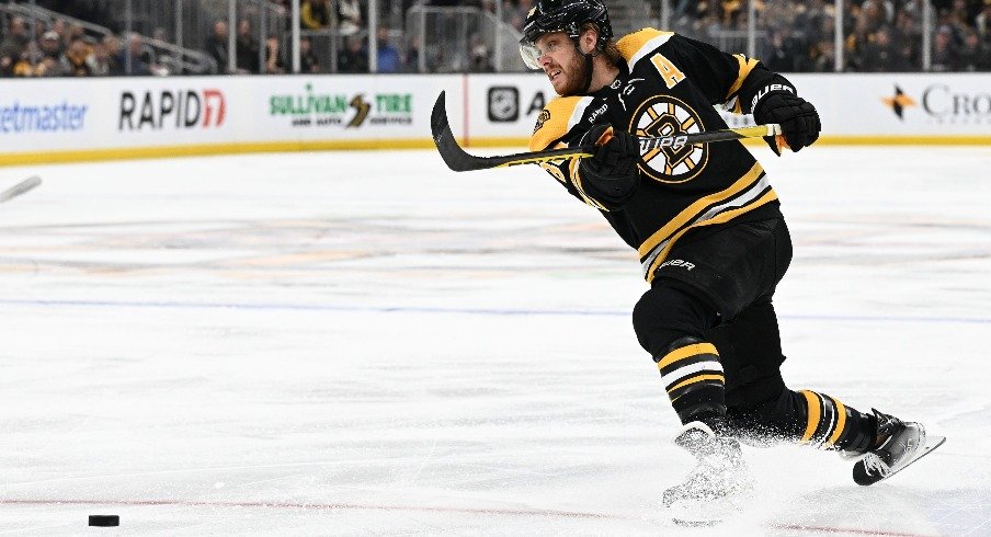 David Pastrnak leads the Boston Bruins in goals, assists, and points.