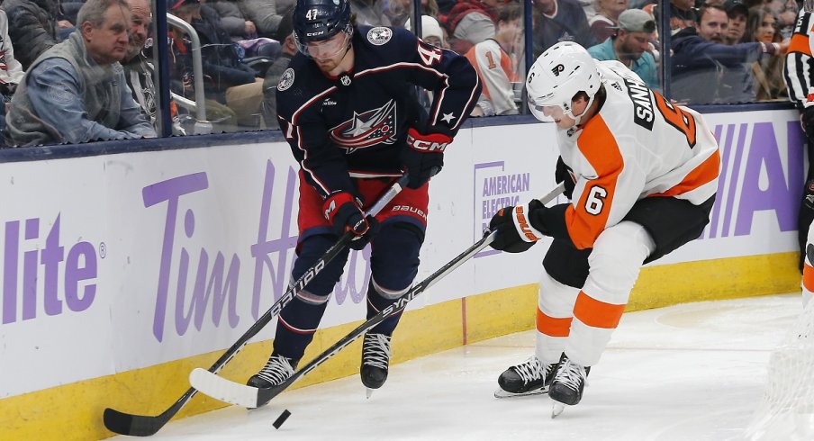 Marcus Bjork skates against the Philadelphia Flyers 