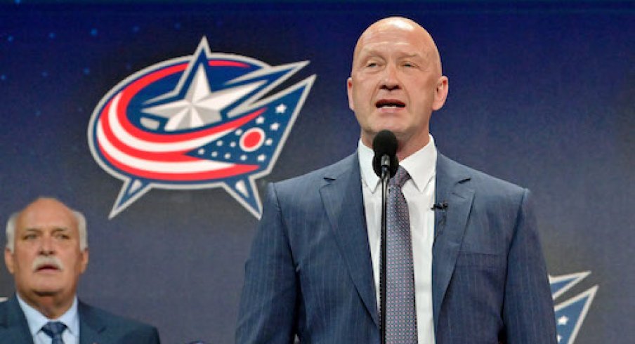 Jarmo Kekalainen at the 2022 NHL Draft in Montreal. 