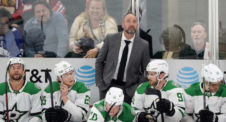 Dallas Stars head coach Peter DeBoer looks on during the first period against the Chicago Blackhawks at United Center.