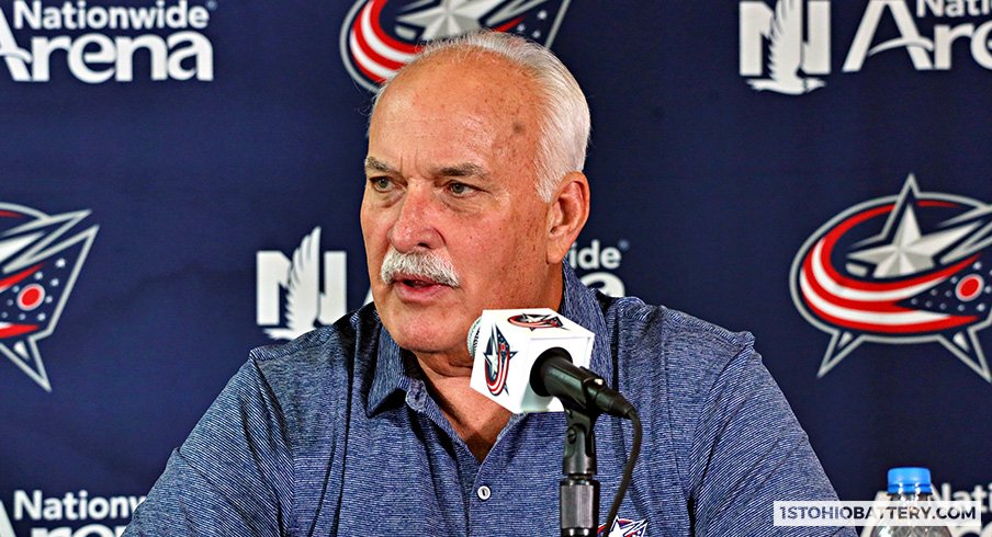 Columbus Blue Jackets president of hockey operations John Davidson addresses the media at Nationwide Arena.