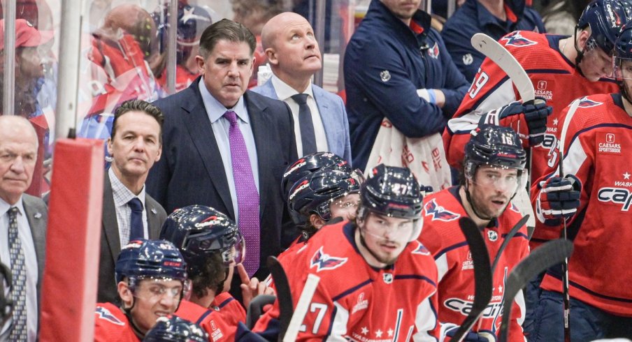 Former Washington Capitals head coach Peter Laviolette looks onto the ice