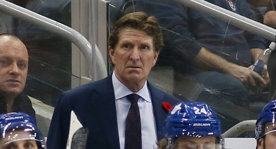 Toronto Maple Leafs head coach Mike Babcock looks on from the bench during a game against the Washington Capitals at Scotiabank Arena. Washington defeated Toronto in overtime.