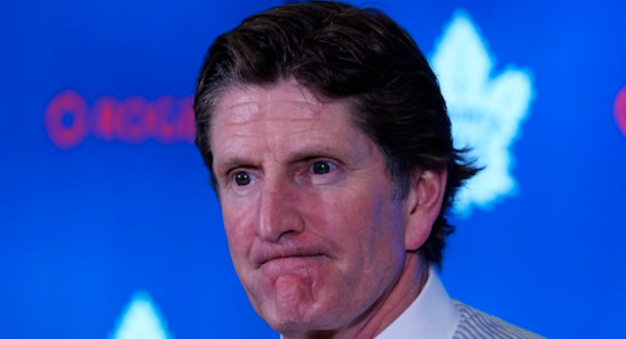 Toronto Maple Leafs head coach Mike Babcock during the post game press conference against the Columbus Blue Jackets at Scotiabank Arena. Columbus defeated Toronto in overtime.