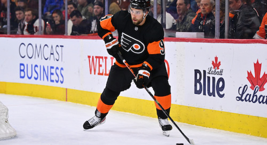 Philadelphia Flyers defenseman Ivan Provorov (9) controls the puck against the Minnesota Wild in overtime at Wells Fargo Center.