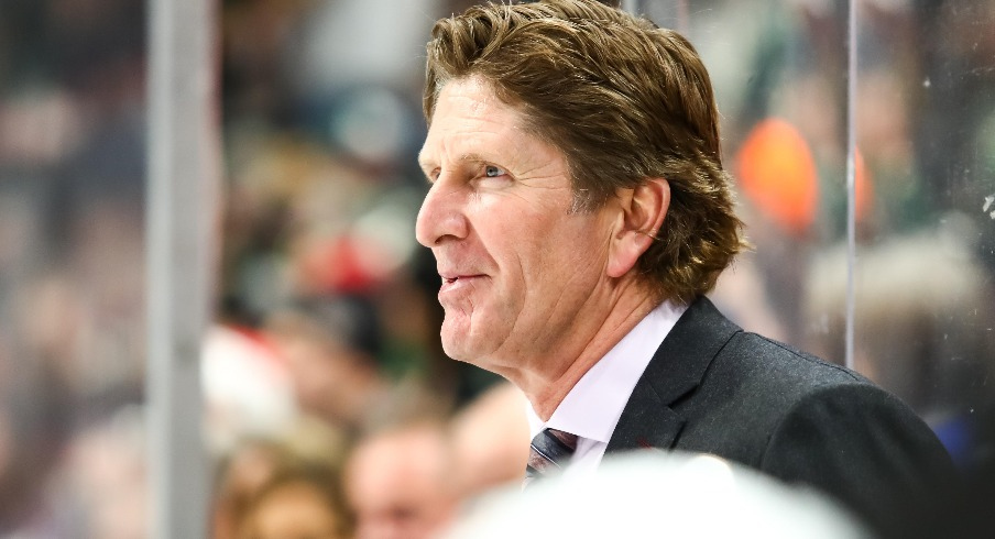 Toronto Maple Leafs Head Coach Mike Babcock looks on during the game against the Minnesota Wild in the 3rd period at Xcel Energy Center. The Toronto Maple Leafs defeated the Minnesota Wild 5-3.