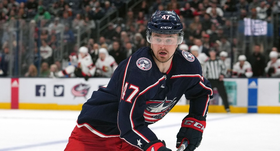 Columbus Blue Jackets defenseman Marcus Bjork (47) skates during the second period against the Ottawa Senators at Nationwide Arena.