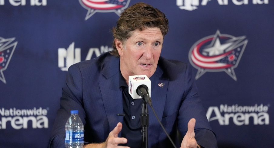 New Columbus Blue Jackets head coach Mike Babcock speaks to the media after being named the ninth Blue Jackets head coach during a press conference at Nationwide Arena