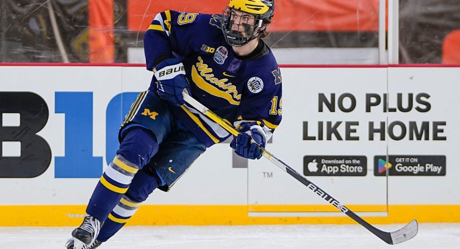 Michigan Wolverines forward Adam Fantilli skates against Ohio State 