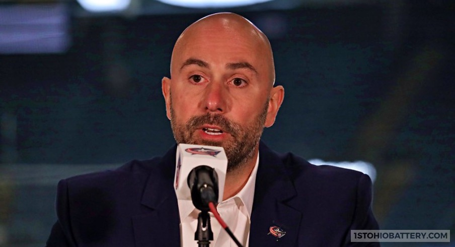 Columbus Blue Jackets head coach Pascal Vincent at his introductory press conference.