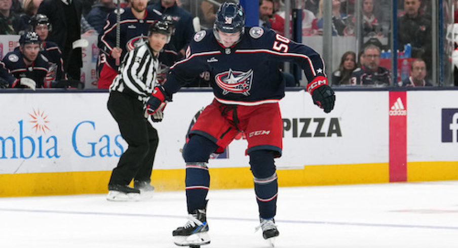 Columbus Blue Jackets left wing Eric Robinson (50) during the third period against the Ottawa Senators at Nationwide Arena.