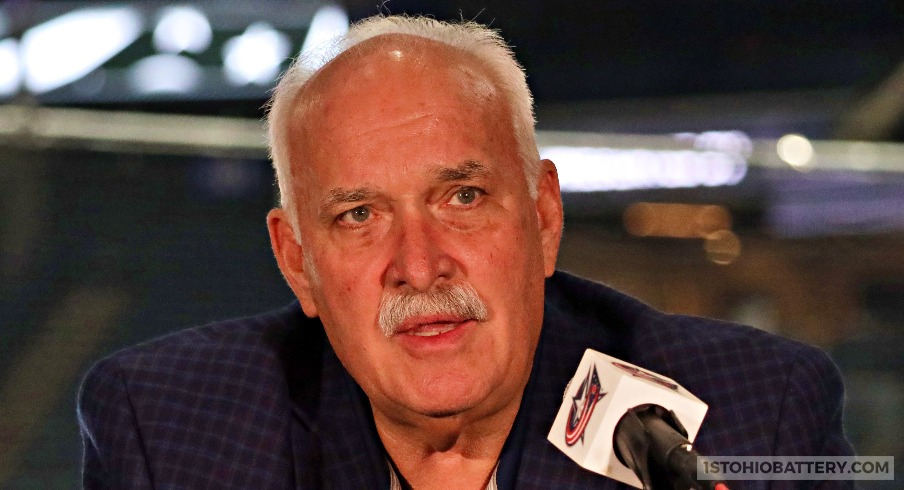 John Davidson speaks to the media at the annual Columbus Blue Jackets media luncheon.