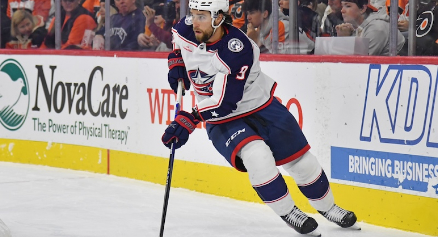 Columbus Blue Jackets' Ivan Provorov against the Philadelphia Flyers during the first period at Wells Fargo Center.