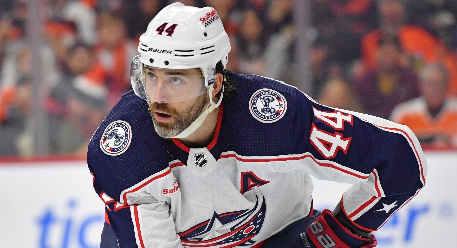 Columbus Blue Jackets defenseman Erik Gudbranson (44) against the Philadelphia Flyers at Wells Fargo Center.