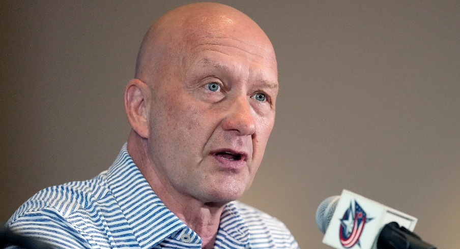 Columbus Blue Jackets General Manager Jarmo Kekalainen speaks after hiring Mike Babcock as the new head coach during a press conference at Nationwide Arena.